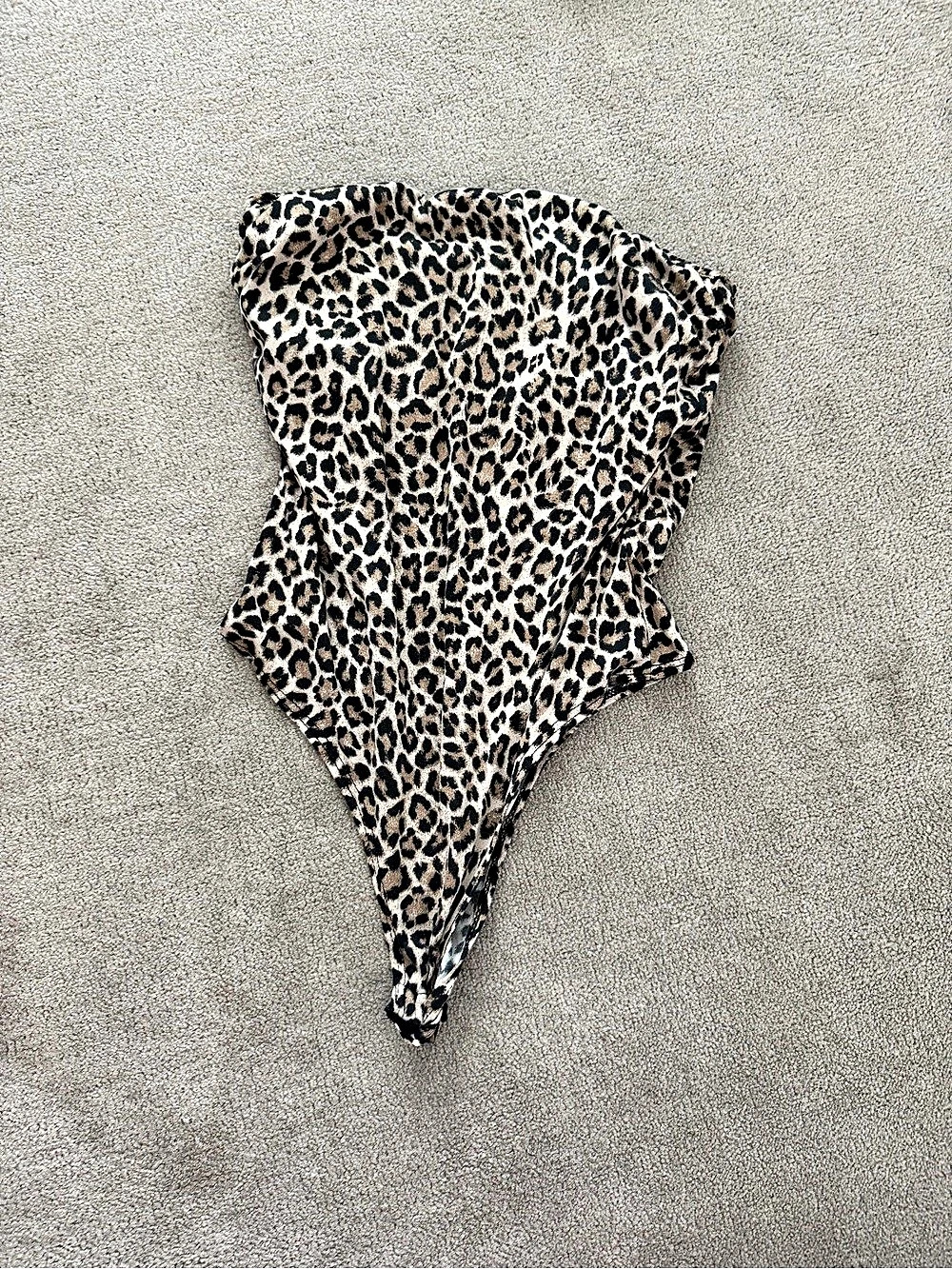 Leopard Print strapless bodysuit